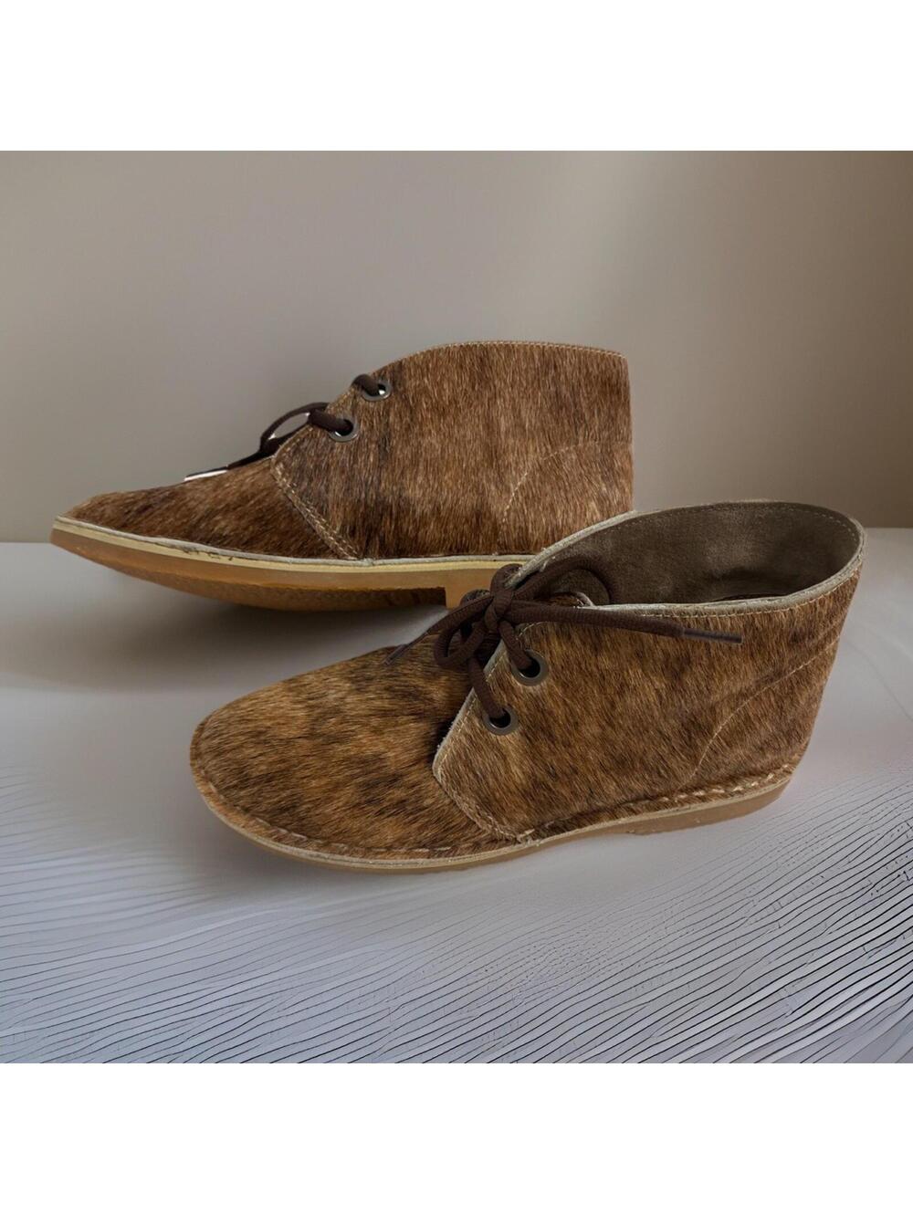 Uwezo Cowhide Calf Hair Desert Chukka Boots - Unisex Women 9 Men 8